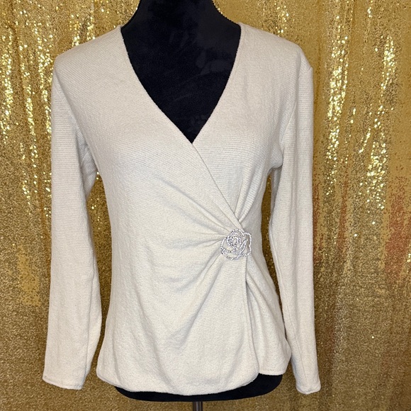Zara Tops - Zara Cream Long Sleeve Wrap Blouse